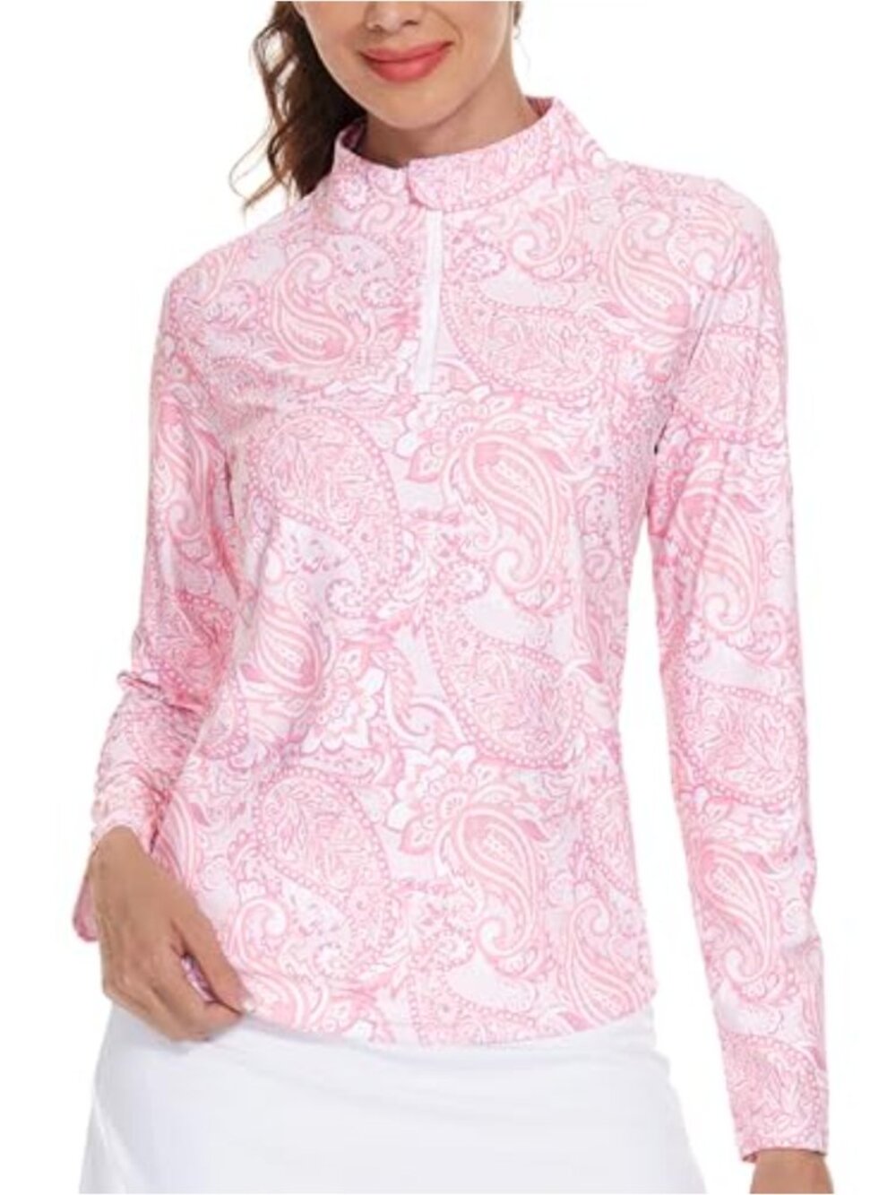 Women's Long Sleeve Quarter Zip Golf Pullover Athletic Polo Shirt
